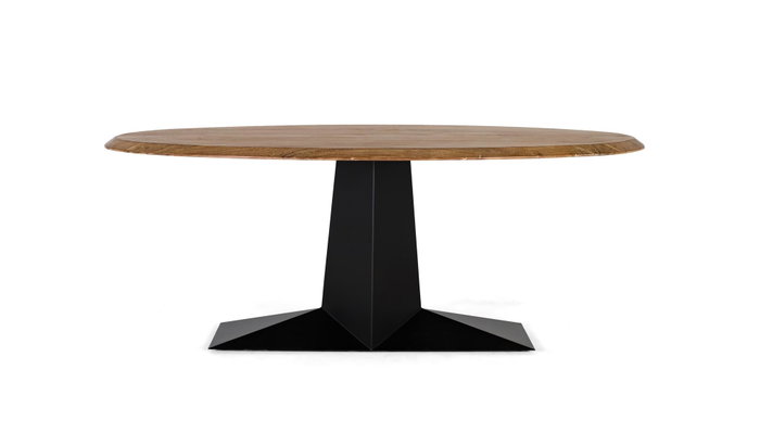 GINER Y COLOMER Table de salle à manger en bois d'acacia naturel et fer noir 200cm